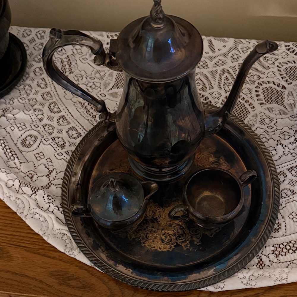 Vintage Silver-plated copper Tea Set-Oneida